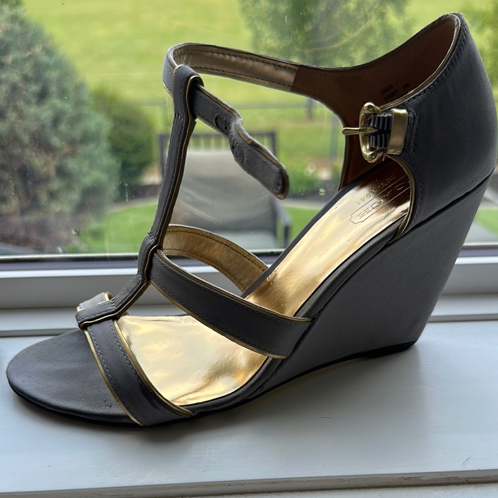 Coach Elegant Grey Wedge Sandals
